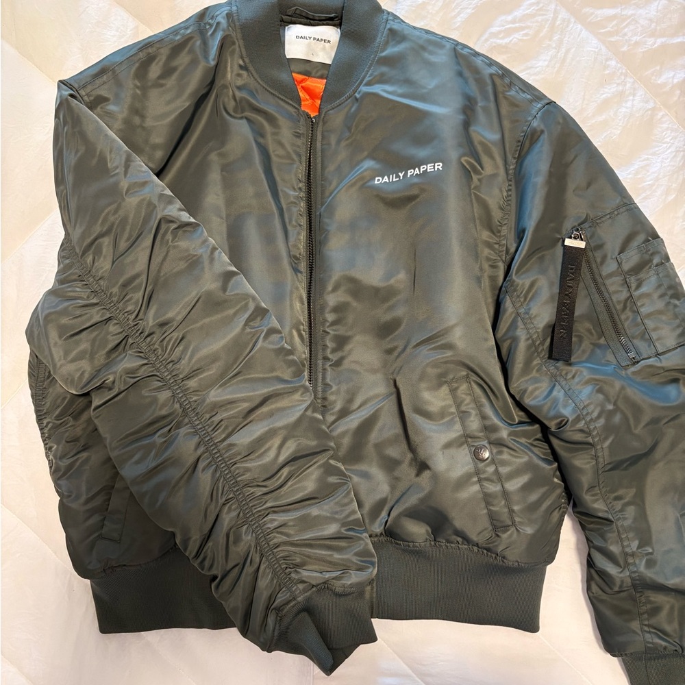 Daily Paper Olive Bomber Jacket with Orange Lining